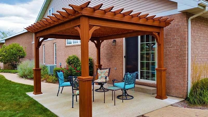 Custom outdoor construction project with pergola and patio